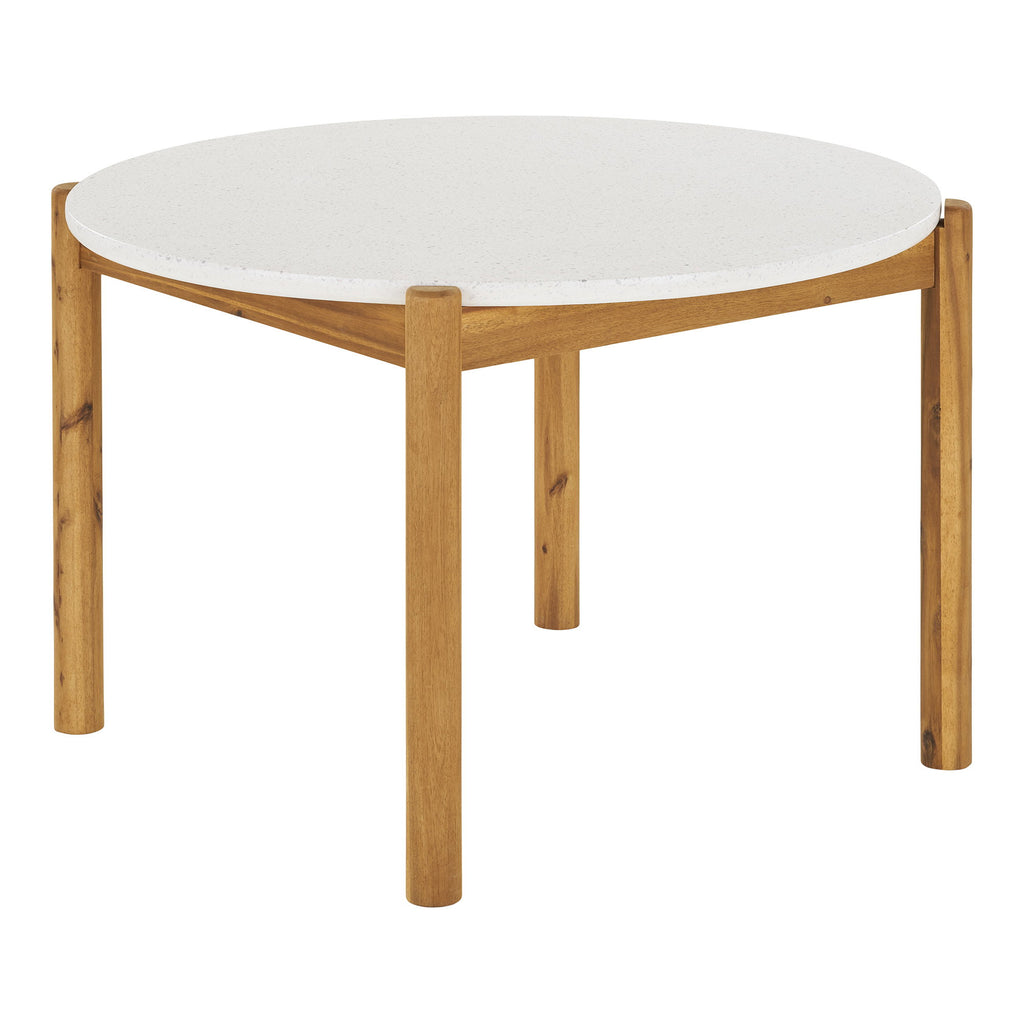 Masă de dining, salcâm/terrazzo, alb/natur, ø120x76 cm
