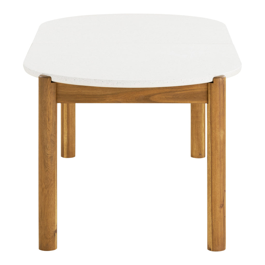 Masă de dining, salcâm/terrazzo, alb/natur, 95x210x76 cm