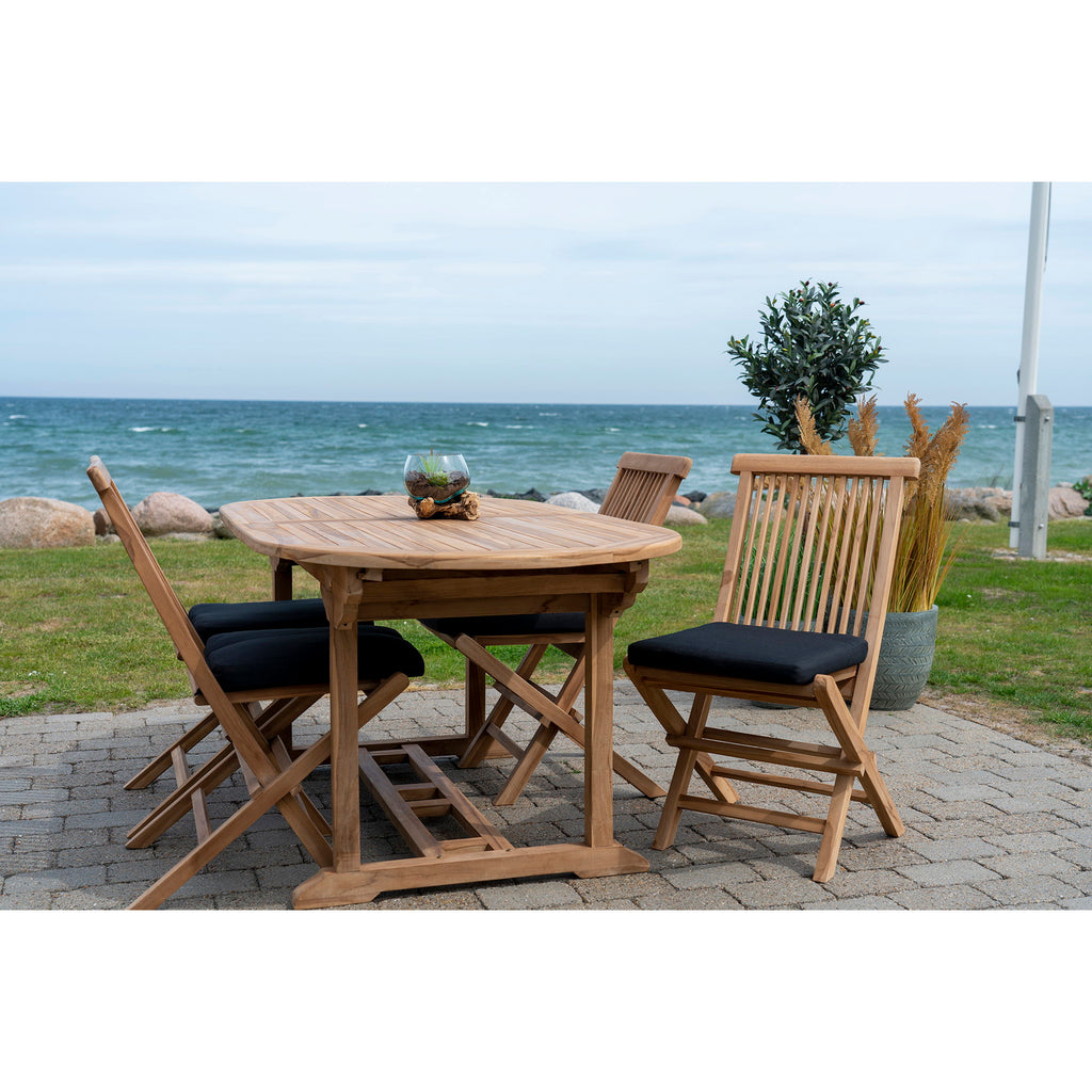 Masă de dining extensibilă din lemn de tec, natur, 90x180/240x75 cm