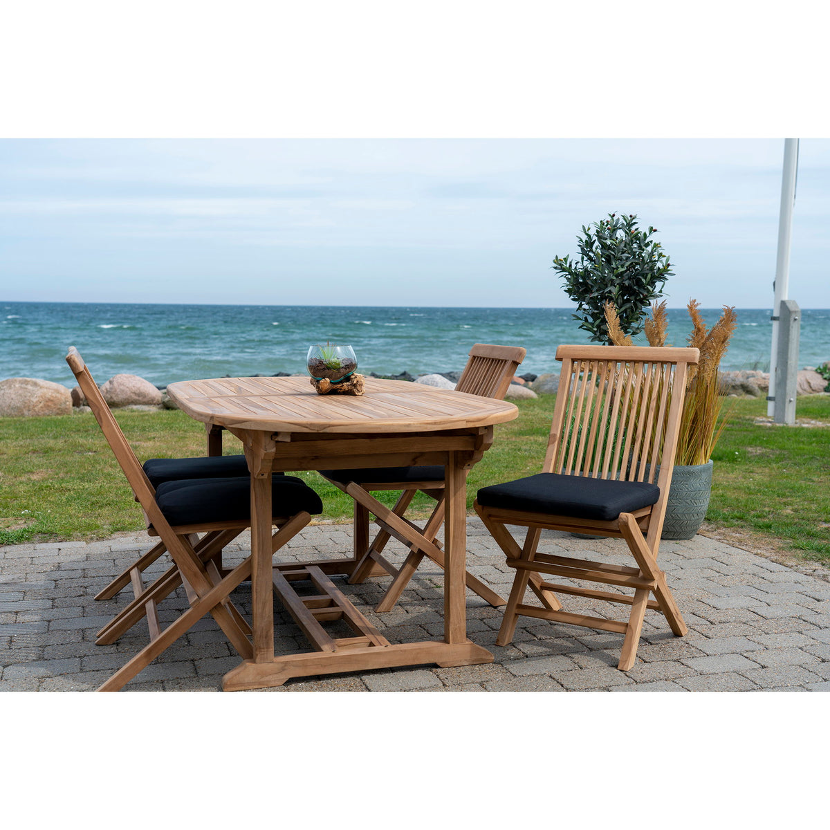 Masă de dining extensibilă din lemn de tec, natur, 90x180/240x75 cm