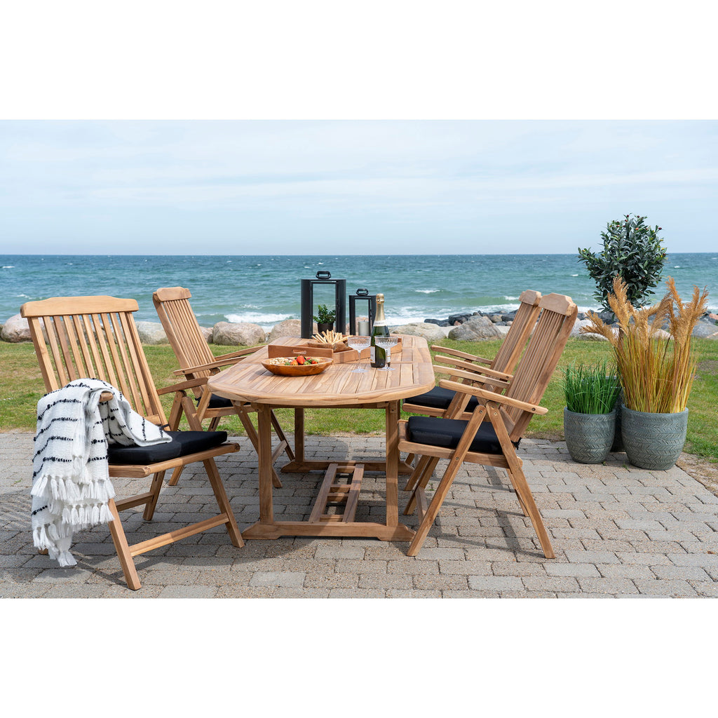 Masă de dining extensibilă din lemn de tec, natur, 90x180/240x75 cm