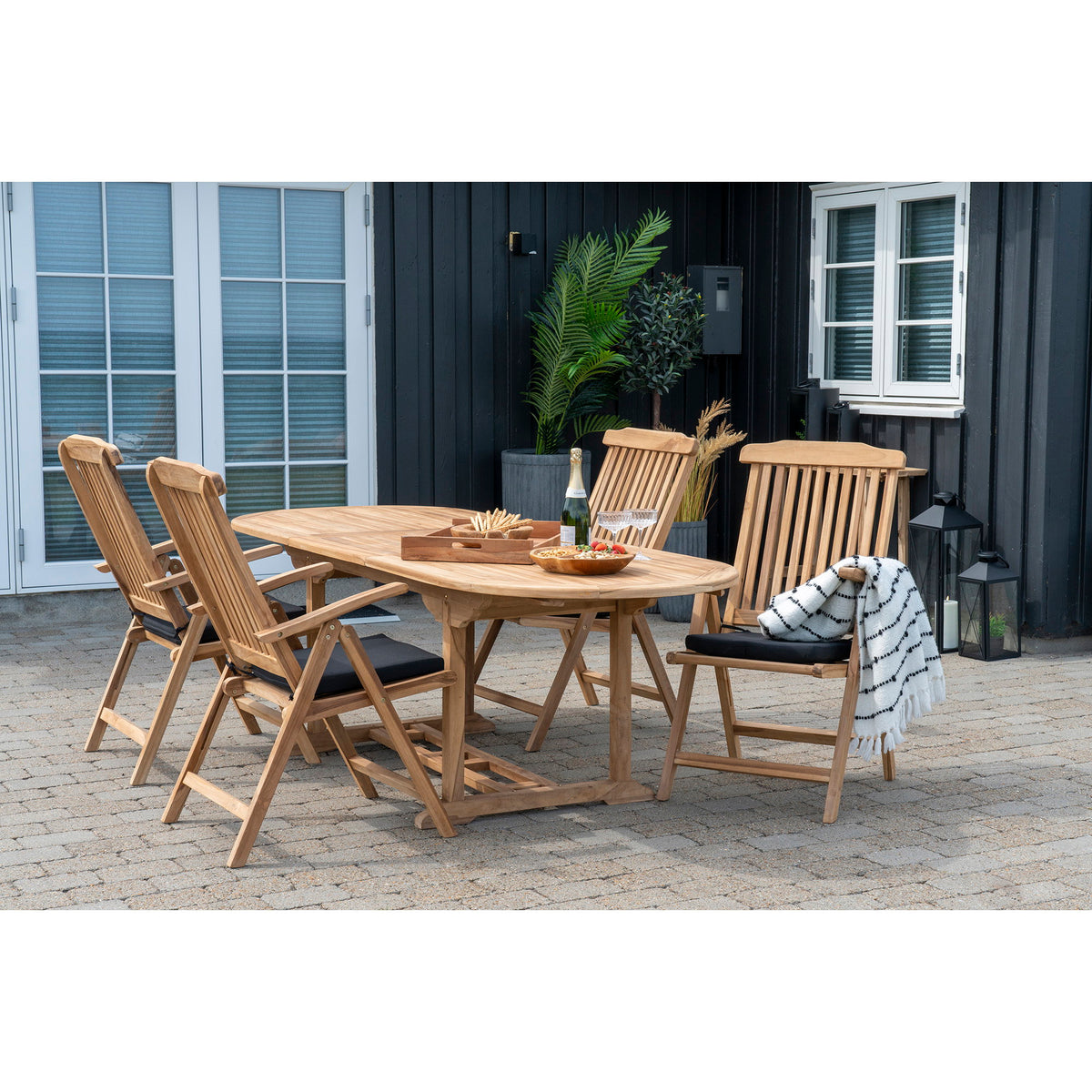 Masă de dining extensibilă din lemn de tec, natur, 90x180/240x75 cm