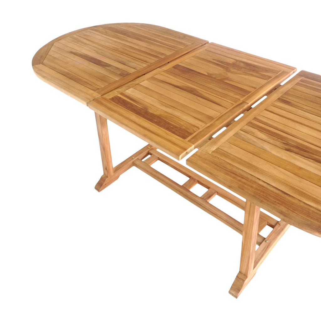 Masă de dining extensibilă din lemn de tec, natur, 90x180/240x75 cm