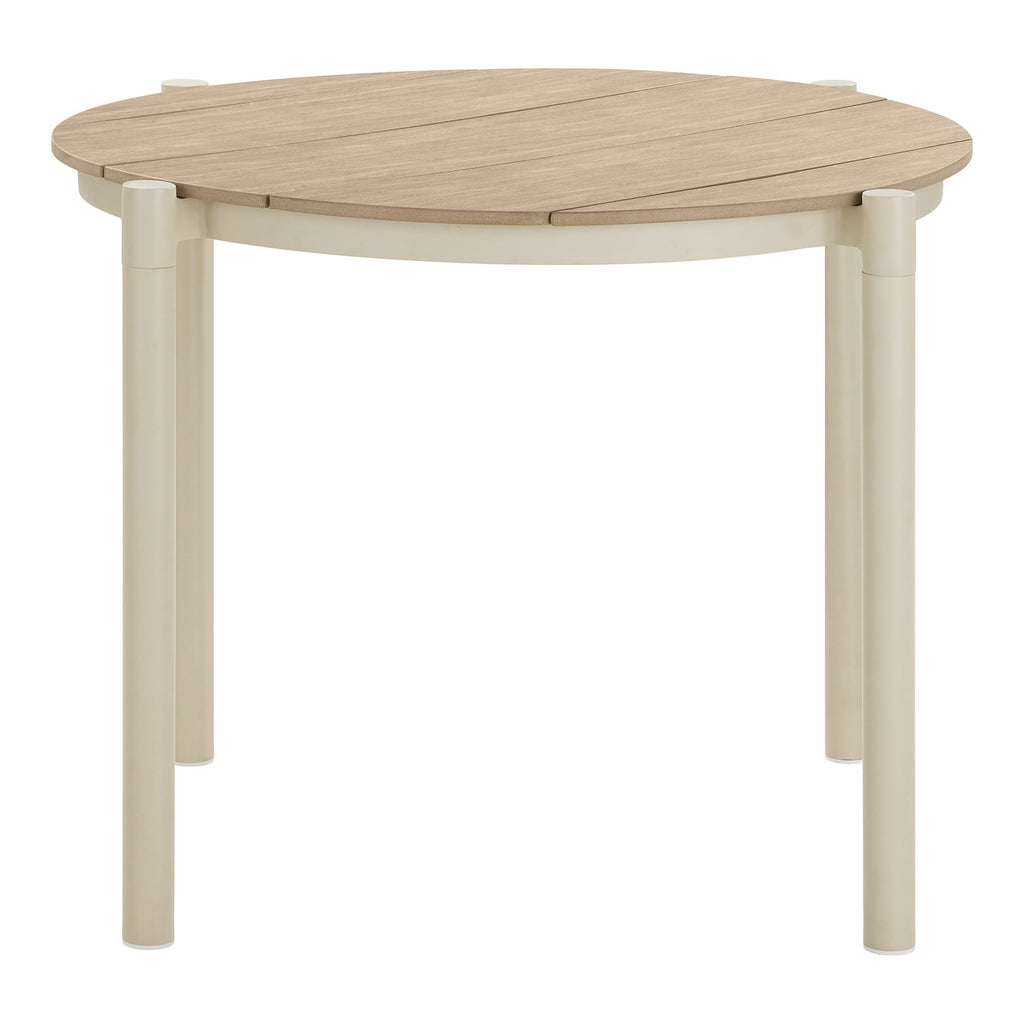 Masă de dining, aluminiu/material nonwood, nisipiu/natur, ø90x74 cm