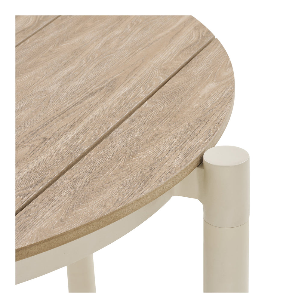 Masă de dining, aluminiu/material nonwood, nisipiu/natur, ø90x74 cm