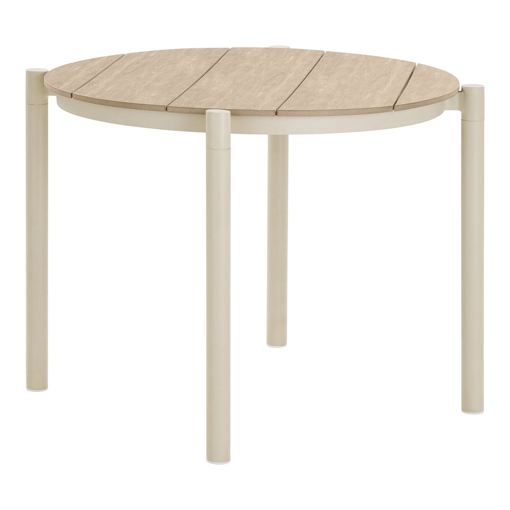 Masă de dining, aluminiu/material nonwood, nisipiu/natur, ø90x74 cm