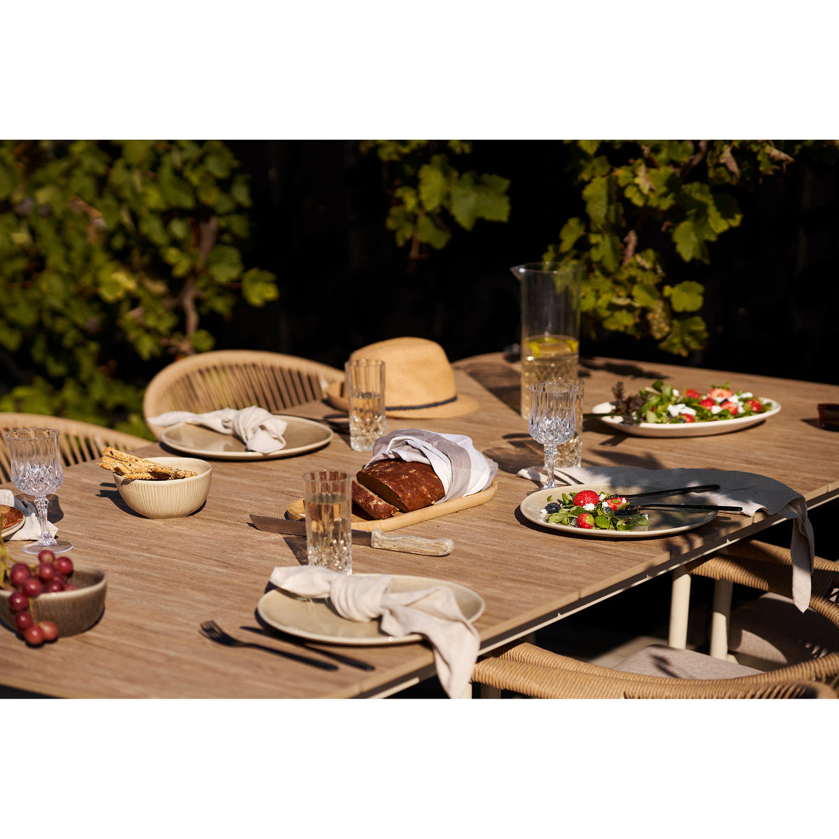 Masă de dining, aluminiu/material nonwood, nisipiu/natur, 100x200x74 cm