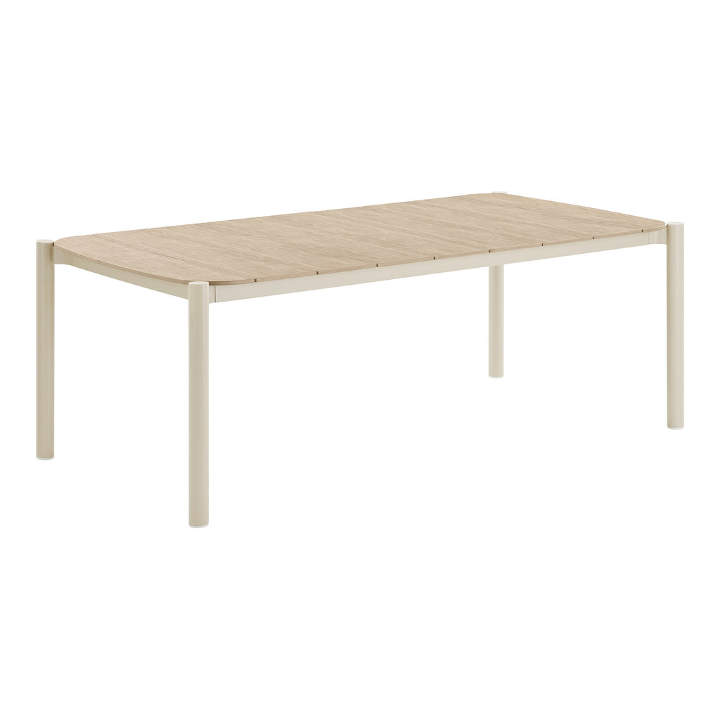 Masă de dining, aluminiu/material nonwood, nisipiu/natur, 100x200x74 cm