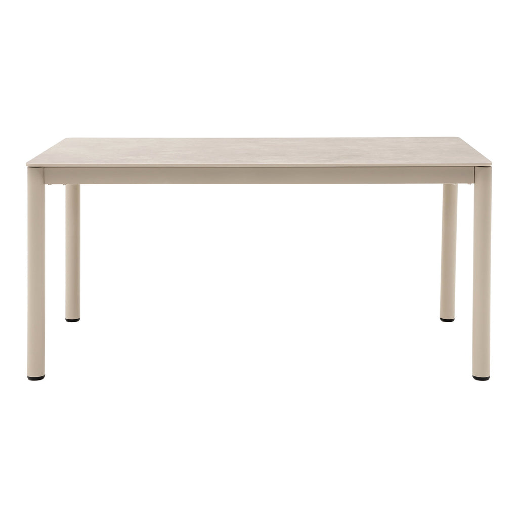 Masă de dining, aluminiu/piatră sinterizată, nisipiu, 90x160x74 cm
