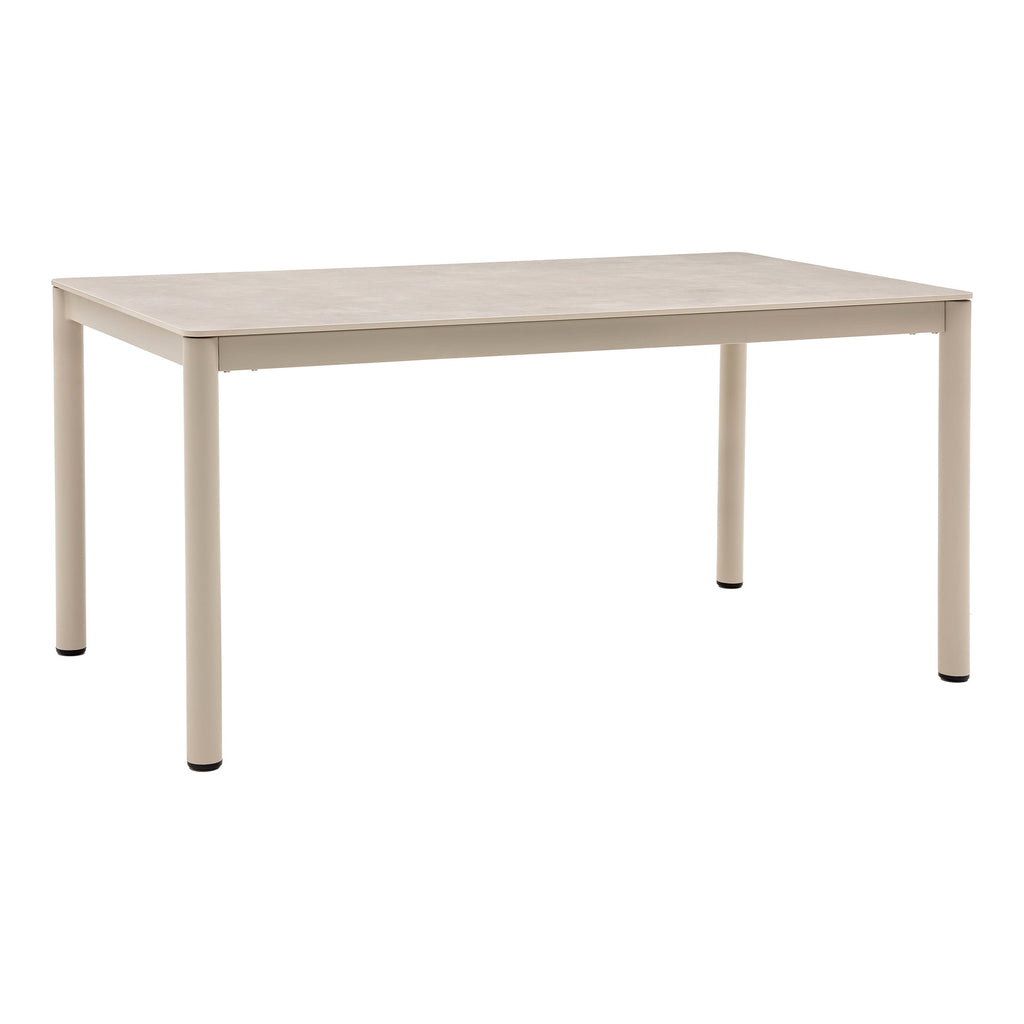 Masă de dining, aluminiu/piatră sinterizată, nisipiu, 90x160x74 cm
