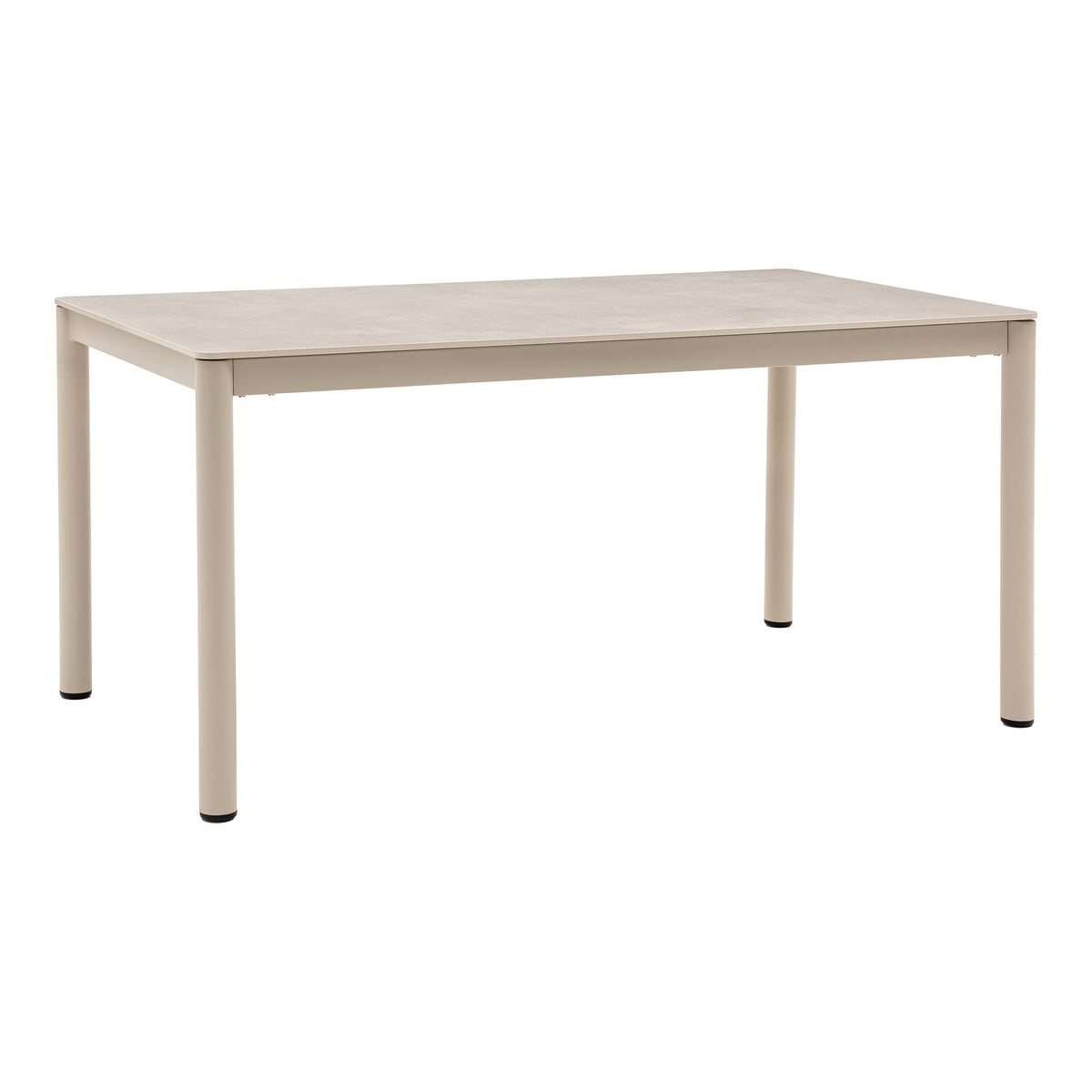 Masă de dining, aluminiu/piatră sinterizată, nisipiu, 90x160x74 cm