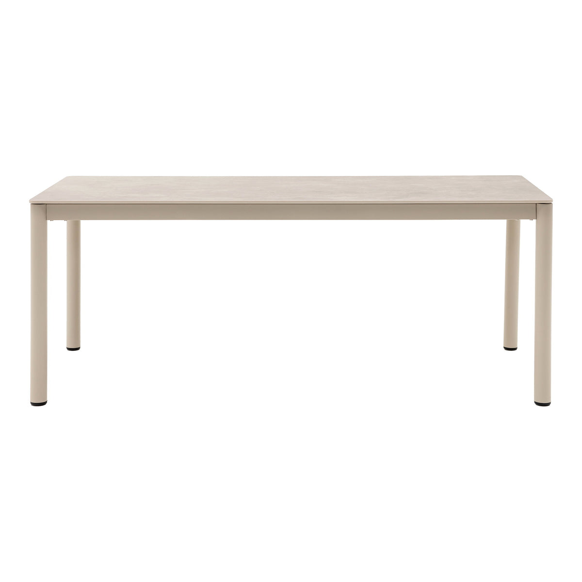 Masă de dining, aluminiu/piatră sinterizată, nisipiu, 90x200x74 cm