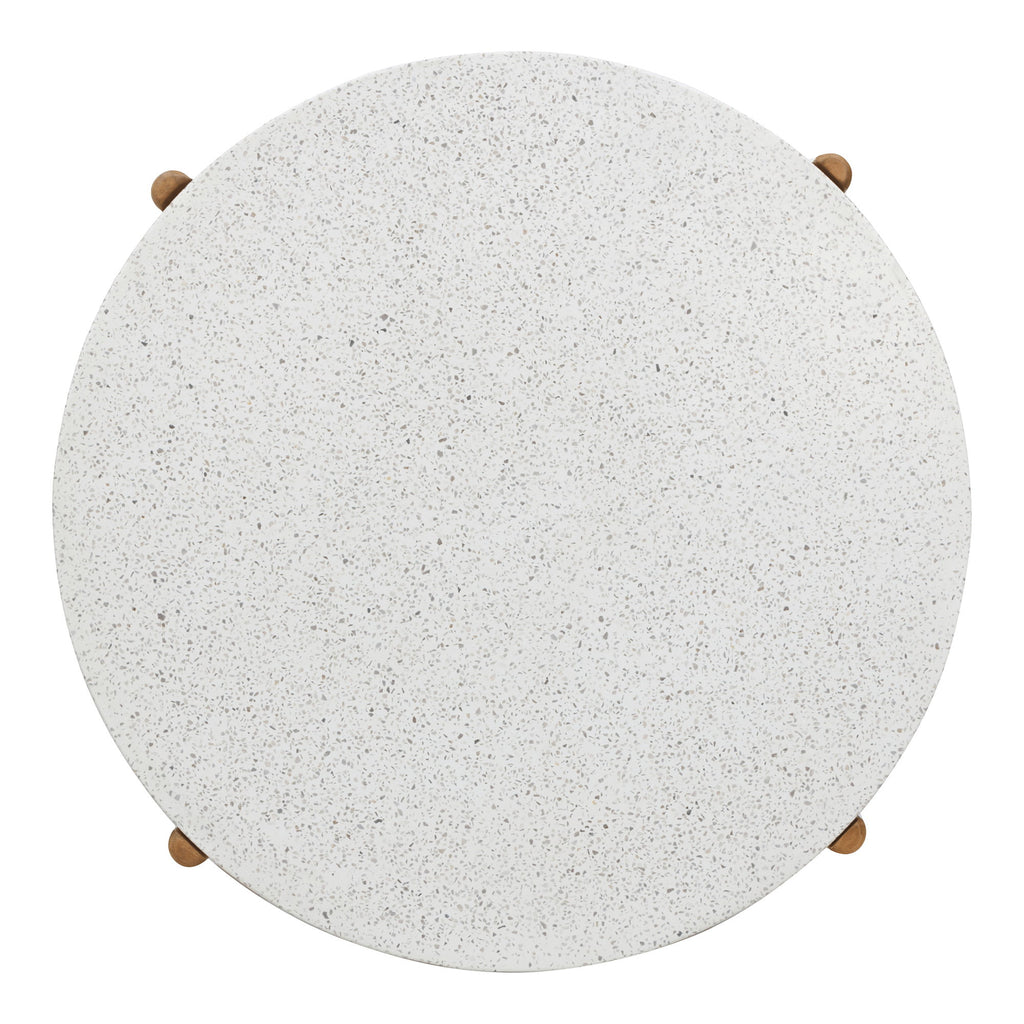 Masă de cafea, salcâm/terrazzo, alb/natur, ø84,5x38,5 cm