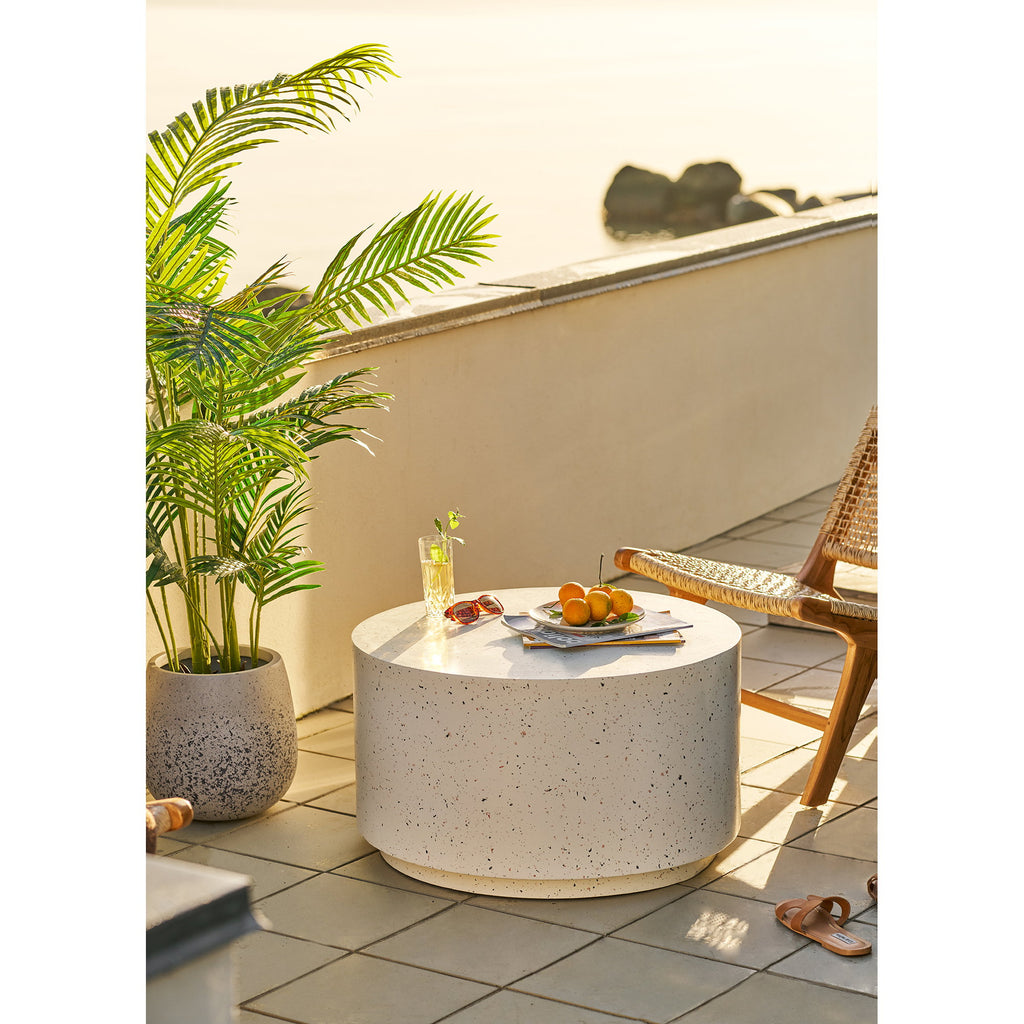 Masă de cafea, compozit fiberclay, aspect de terrazzo, ø70x40 cm