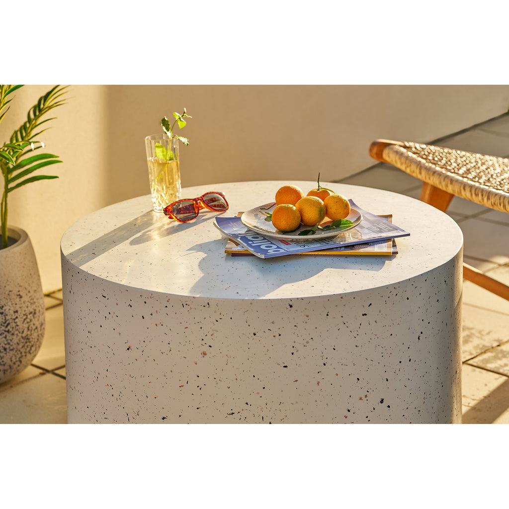 Masă de cafea, compozit fiberclay, aspect de terrazzo, ø70x40 cm
