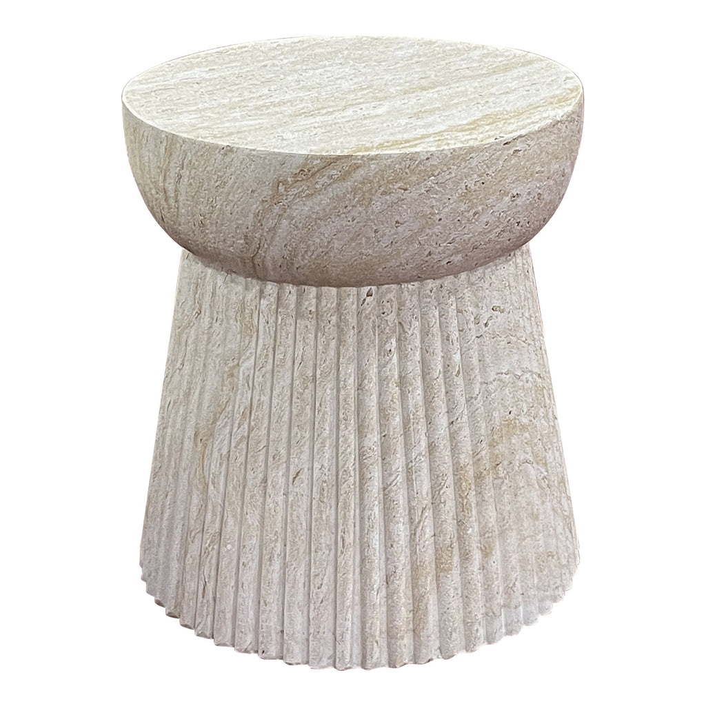 Masă laterală, compozit fiberclay cu textură canelată, natur, ø37x43 cm