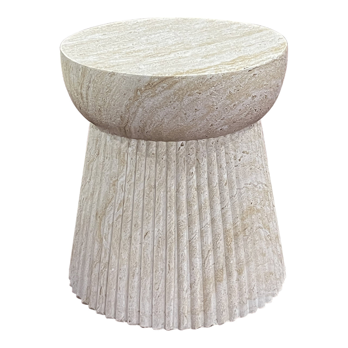 Masă laterală, compozit fiberclay cu textură canelată, natur, ø37x43 cm