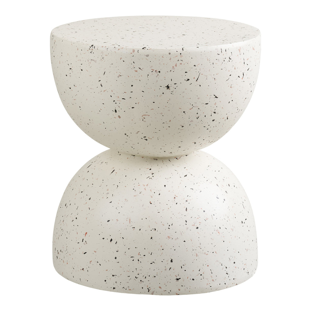 Masă laterală, compozit fiberclay, aspect de terrazzo, ø40x45 cm