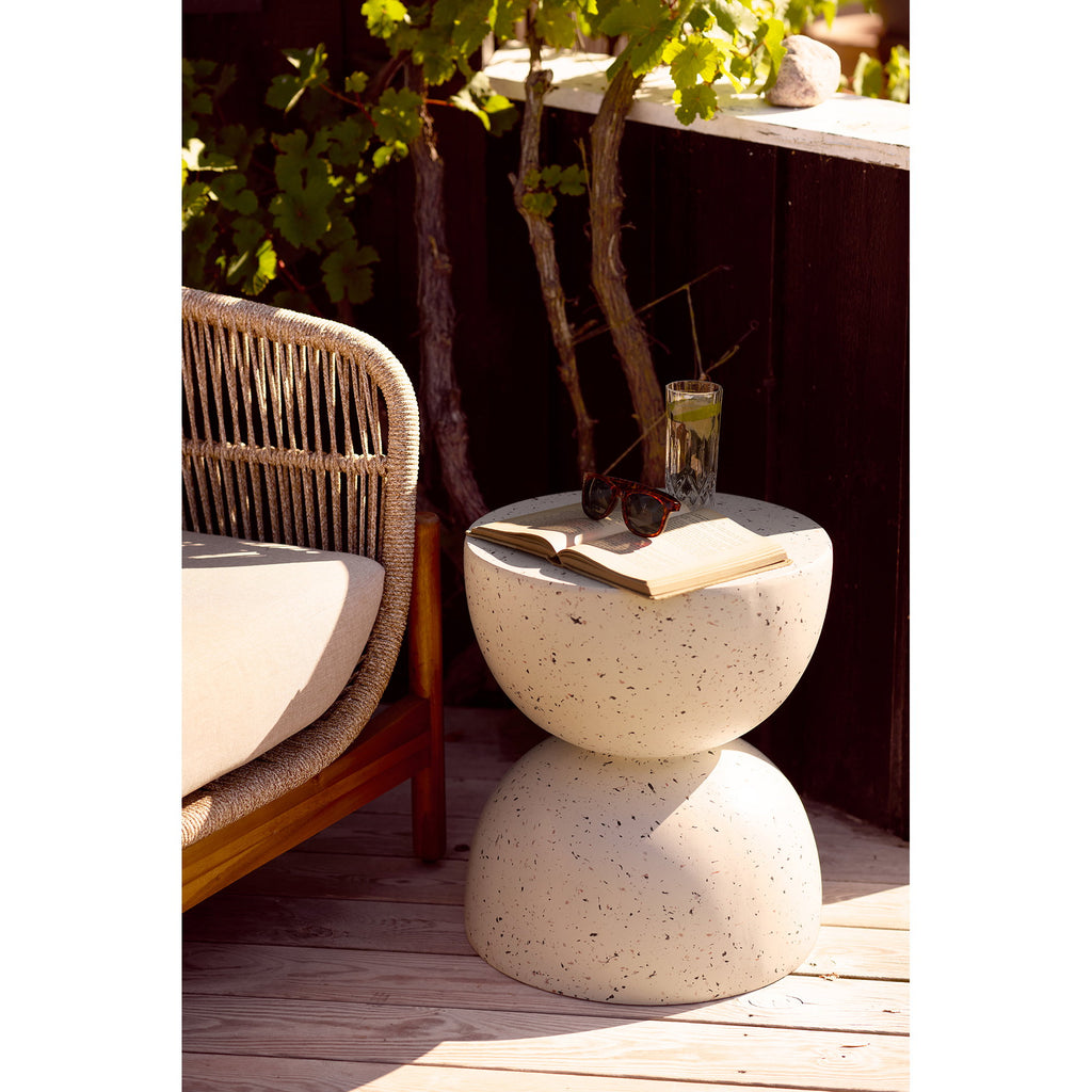 Masă laterală, compozit fiberclay, aspect de terrazzo, ø40x45 cm