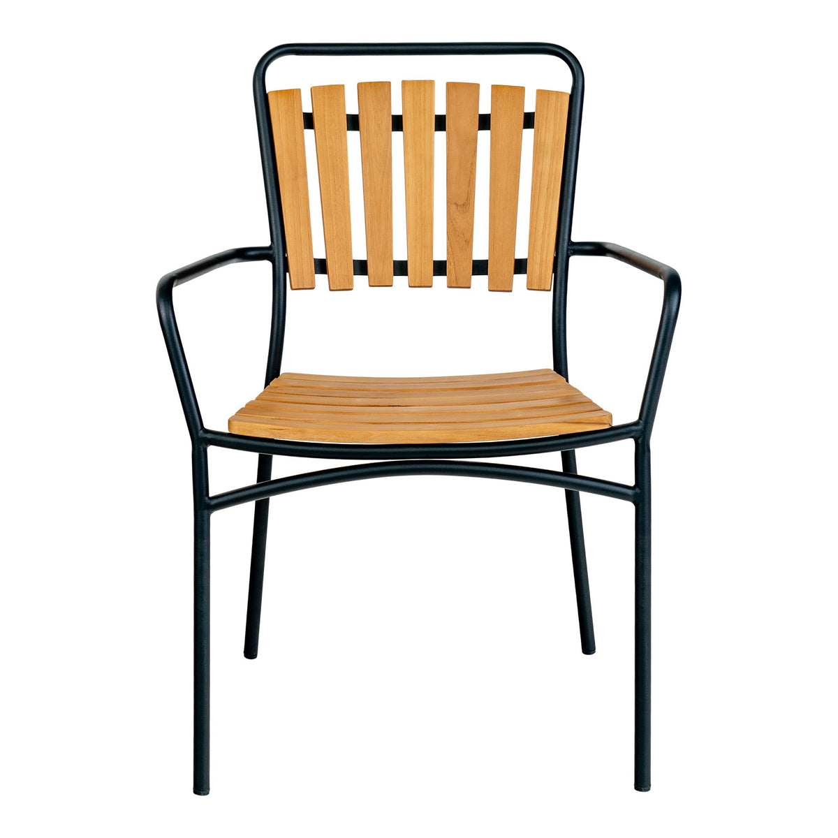 Scaun de dining, tec, cu cadru negru