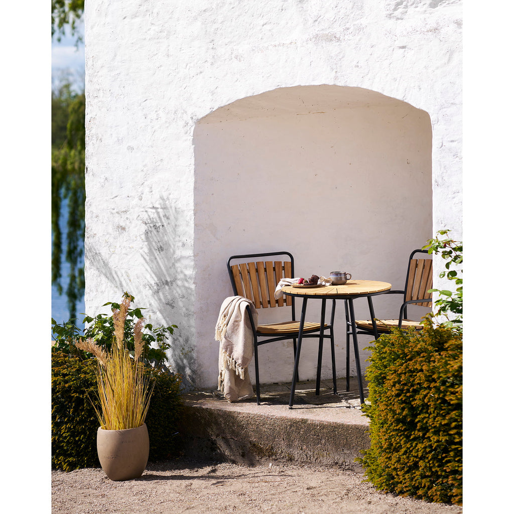 Scaun de dining, tec, cu cadru negru