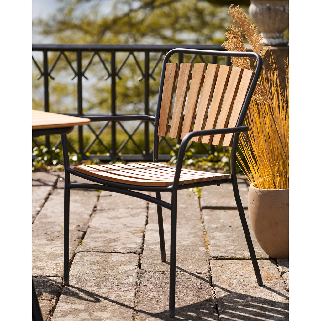 Scaun de dining, tec, cu cadru negru