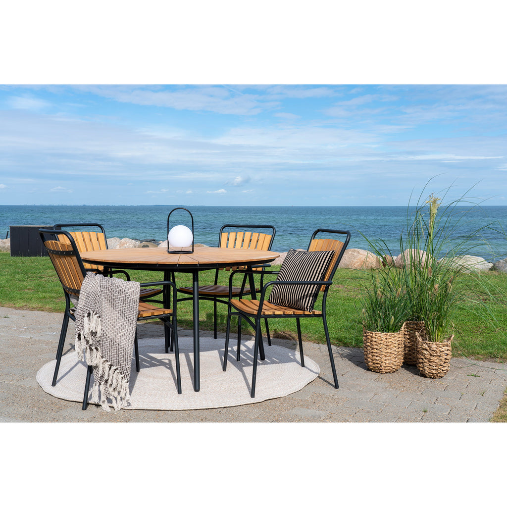 Scaun de dining, tec, cu cadru negru