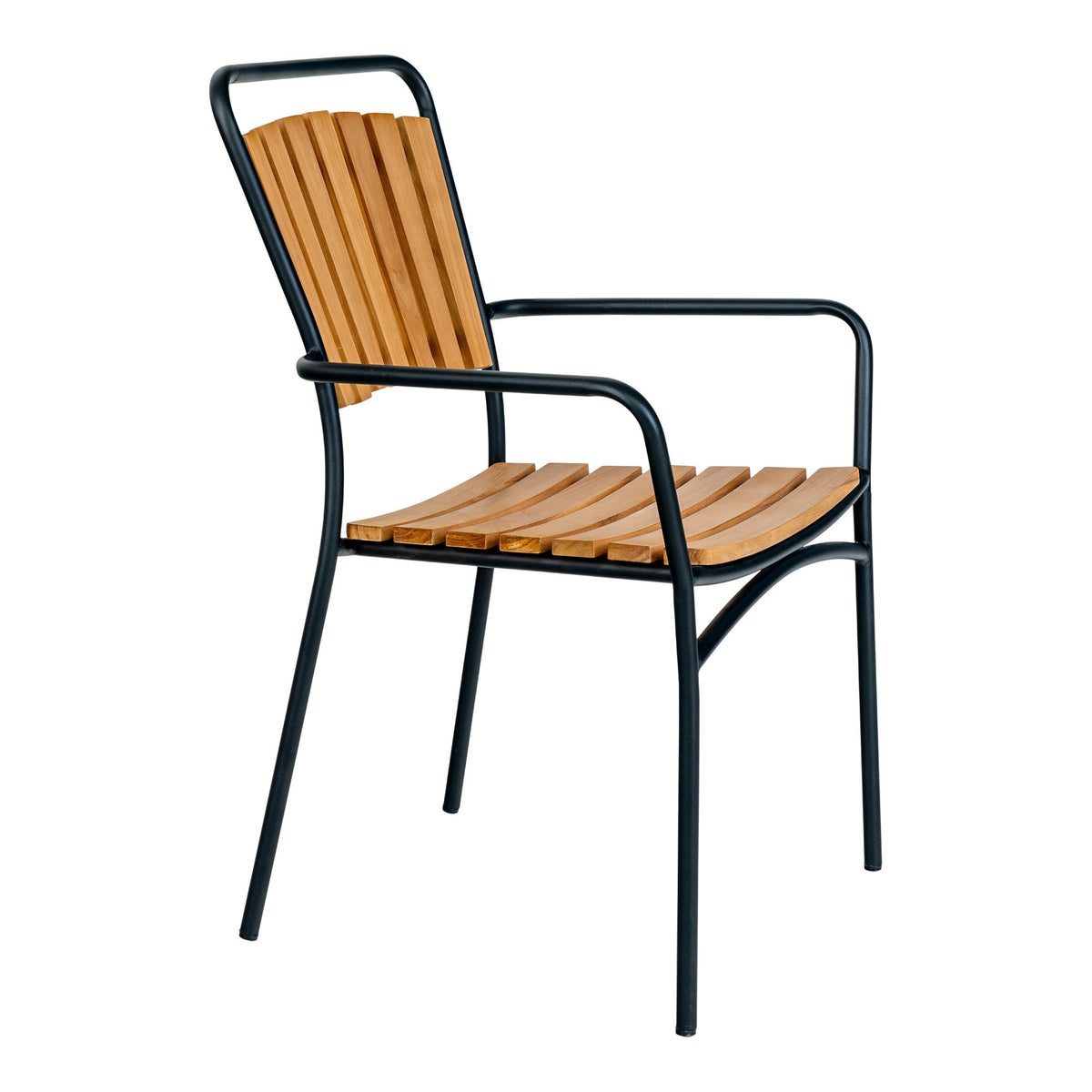 Scaun de dining, tec, cu cadru negru