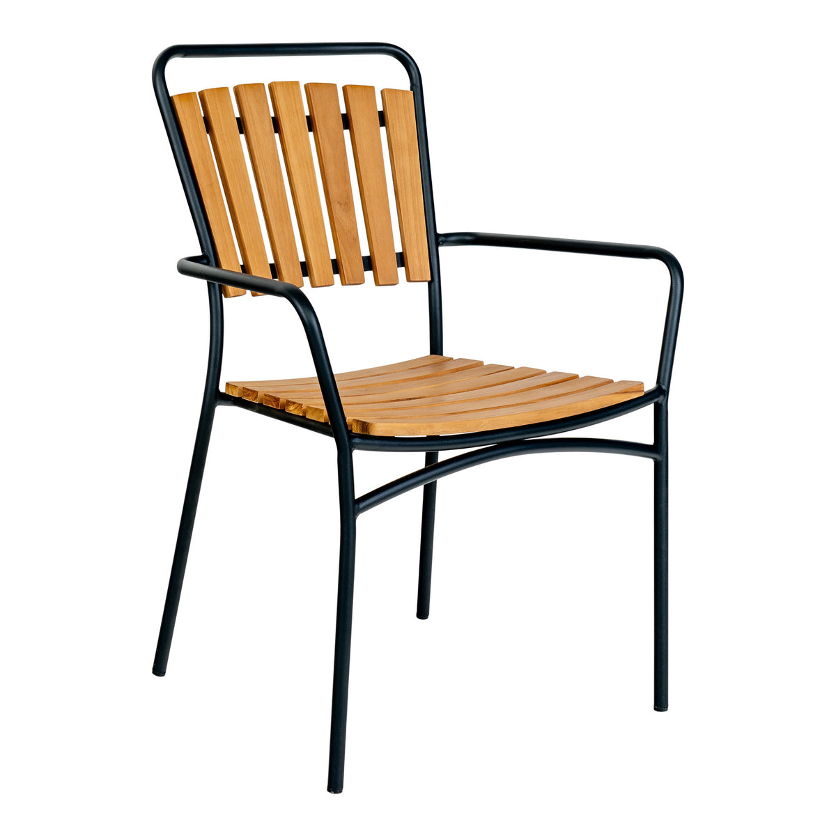Scaun de dining, tec, cu cadru negru