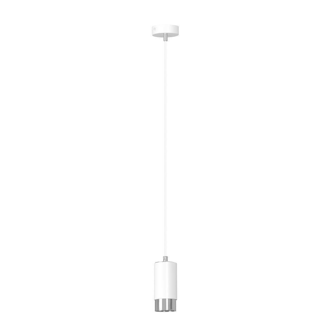 Lampa suspendata din metal alb cu accente cromate Fumiko