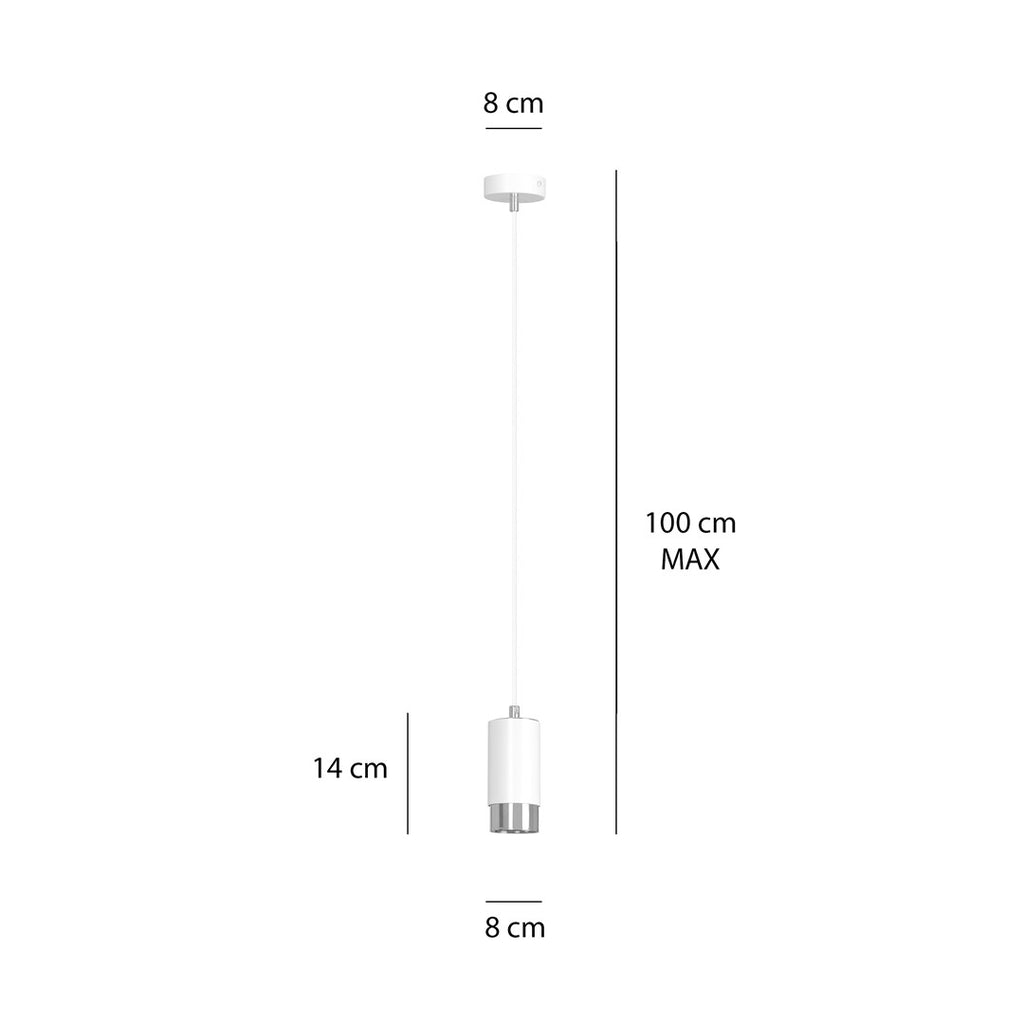 Lampa suspendata din metal alb cu accente cromate Fumiko