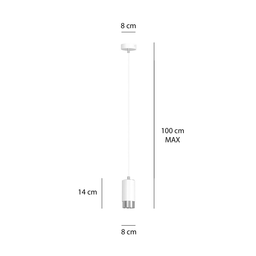 Lampa suspendata din metal alb cu accente cromate Fumiko