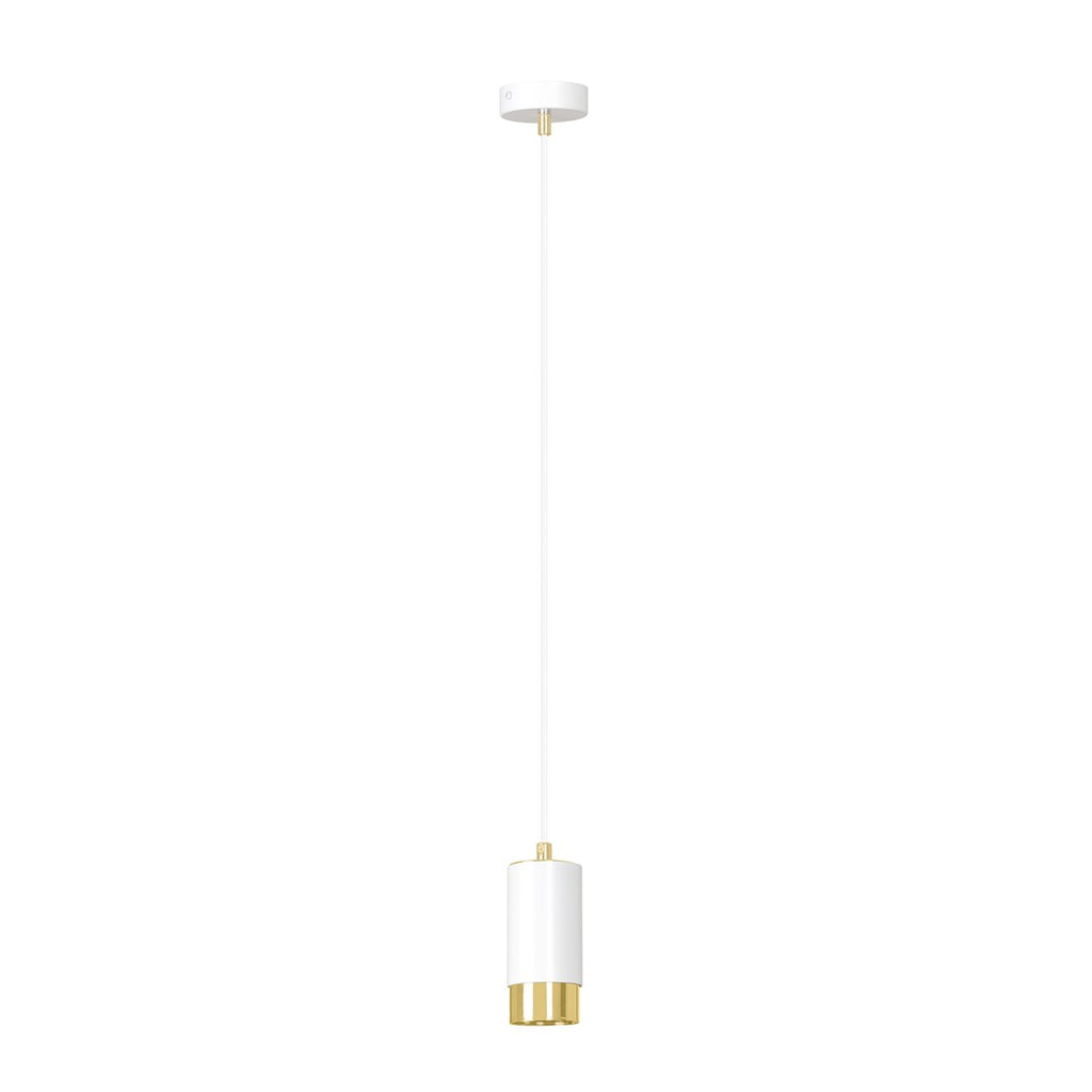 Lampa suspendata din metal alb cu accente aurii Fumiko