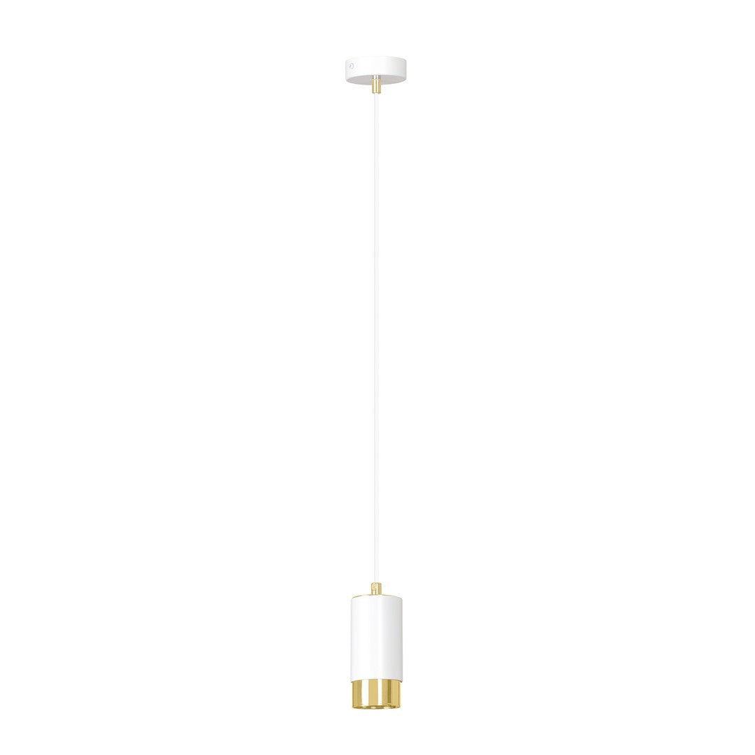 Lampa suspendata din metal alb cu accente aurii Fumiko