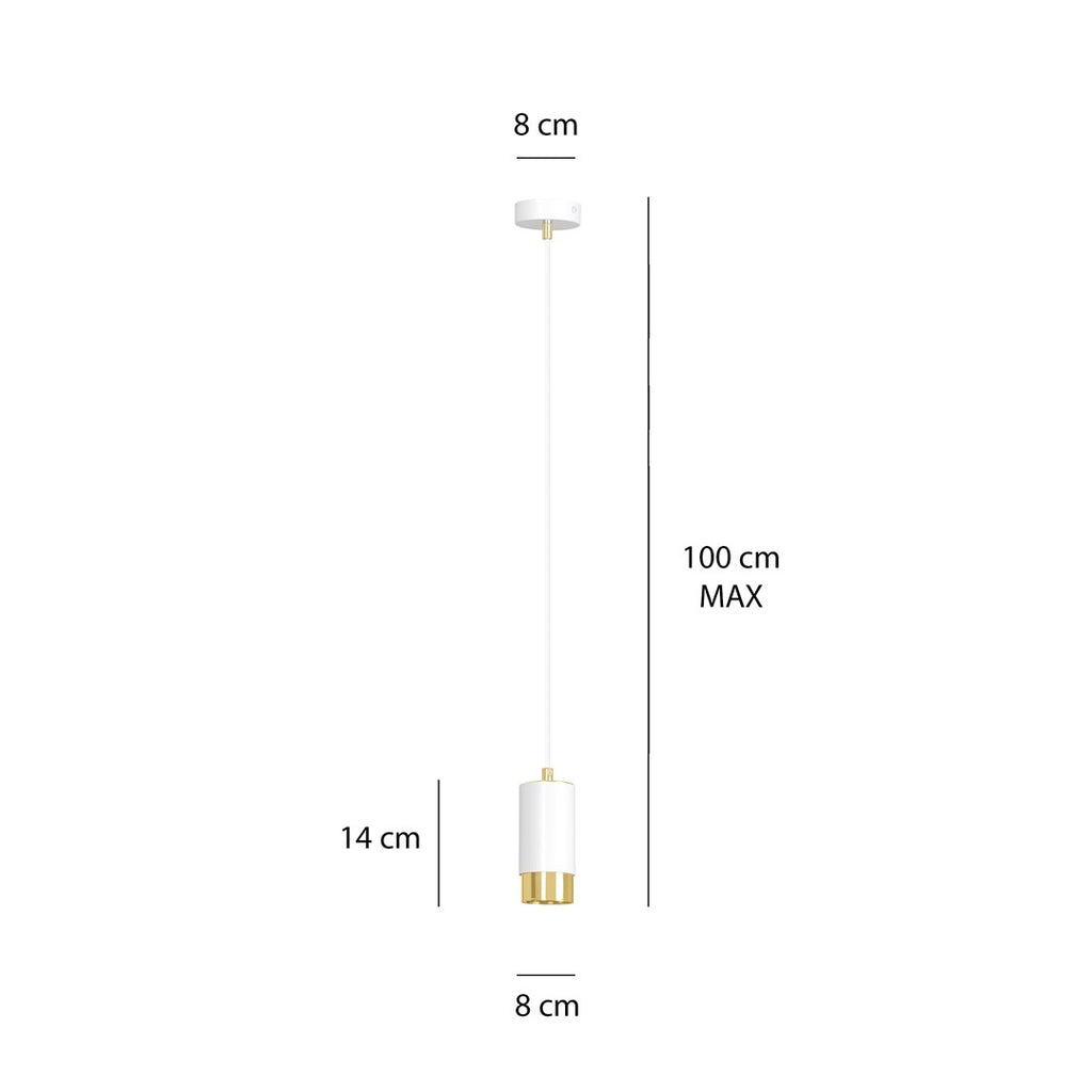 Lampa suspendata din metal alb cu accente aurii Fumiko