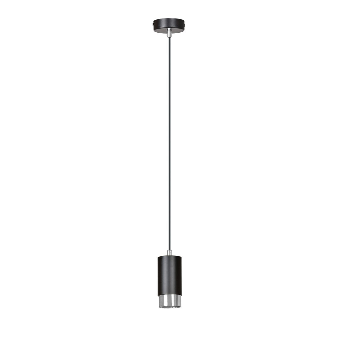 Lampa suspendata din metal negru cu accente cromate Fumiko