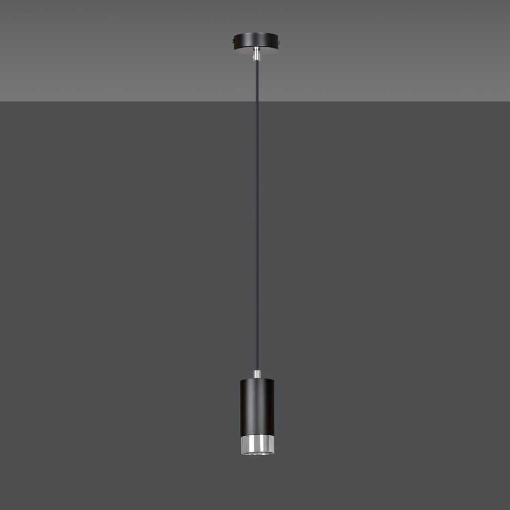 Lampa suspendata din metal negru cu accente cromate Fumiko