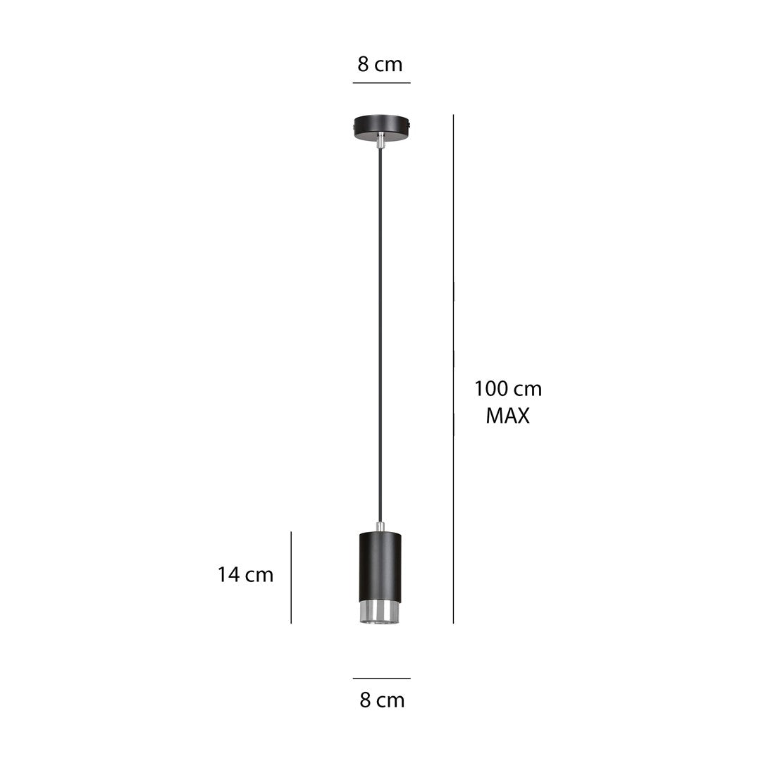 Lampa suspendata din metal negru cu accente cromate Fumiko