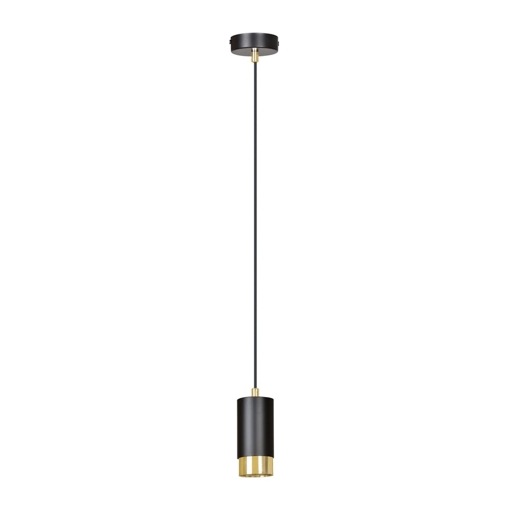 Lampa suspendata din metal negru cu accente aurii Fumiko