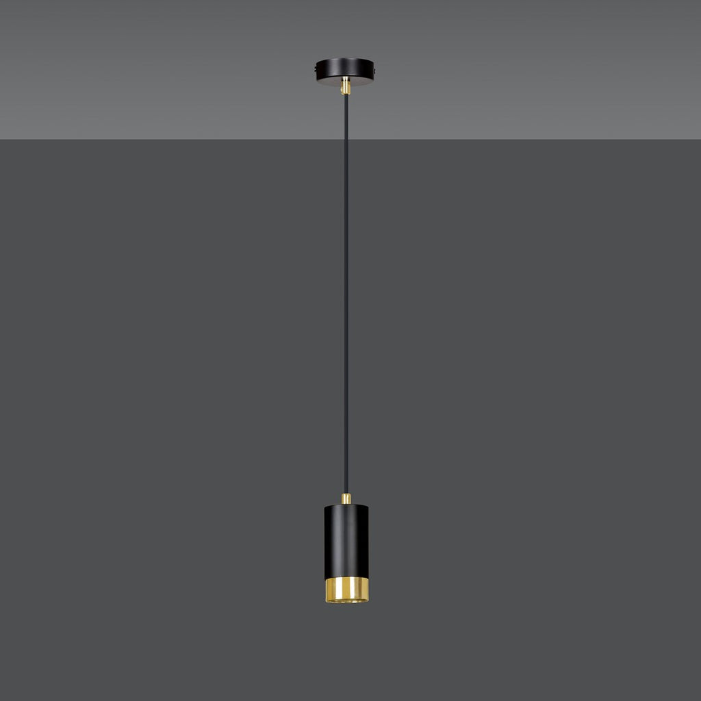 Lampa suspendata din metal negru cu accente aurii Fumiko