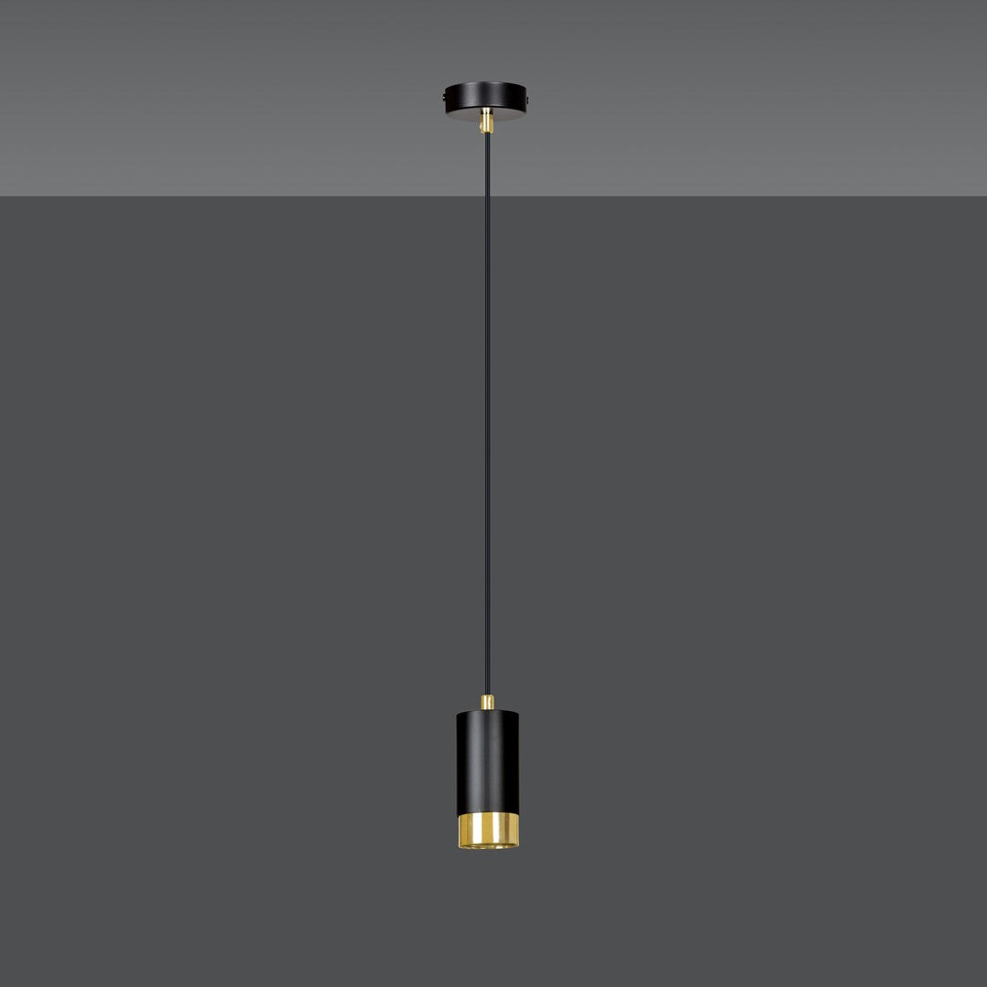 Lampa suspendata din metal negru cu accente aurii Fumiko
