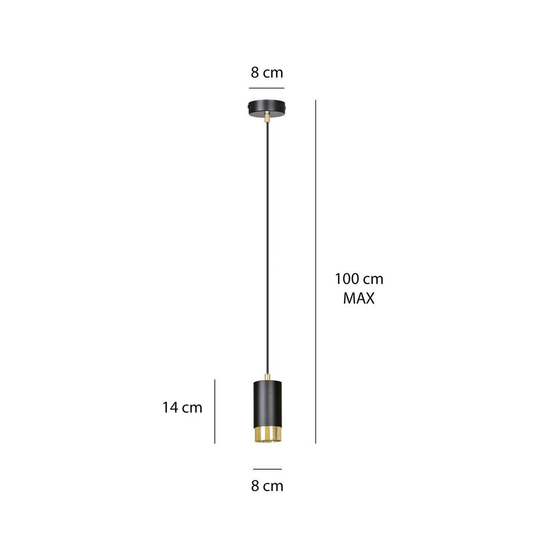 Lampa suspendata din metal negru cu accente aurii Fumiko