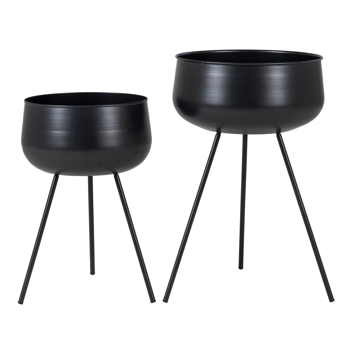 Ghivece, oțel, negru, set de 2 bucăți