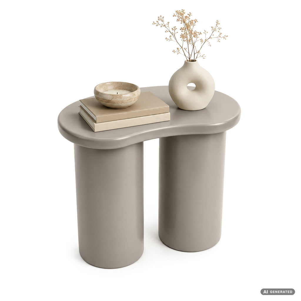 Măsuță de cafea modernă CUBE 41 cm gri cu bază cilindrică dublă