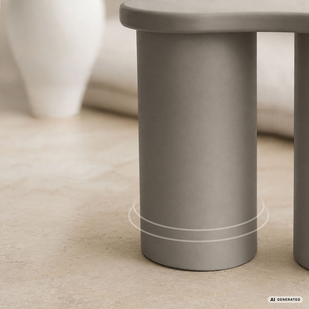 Măsuță de cafea modernă CUBE 41 cm gri cu bază cilindrică dublă