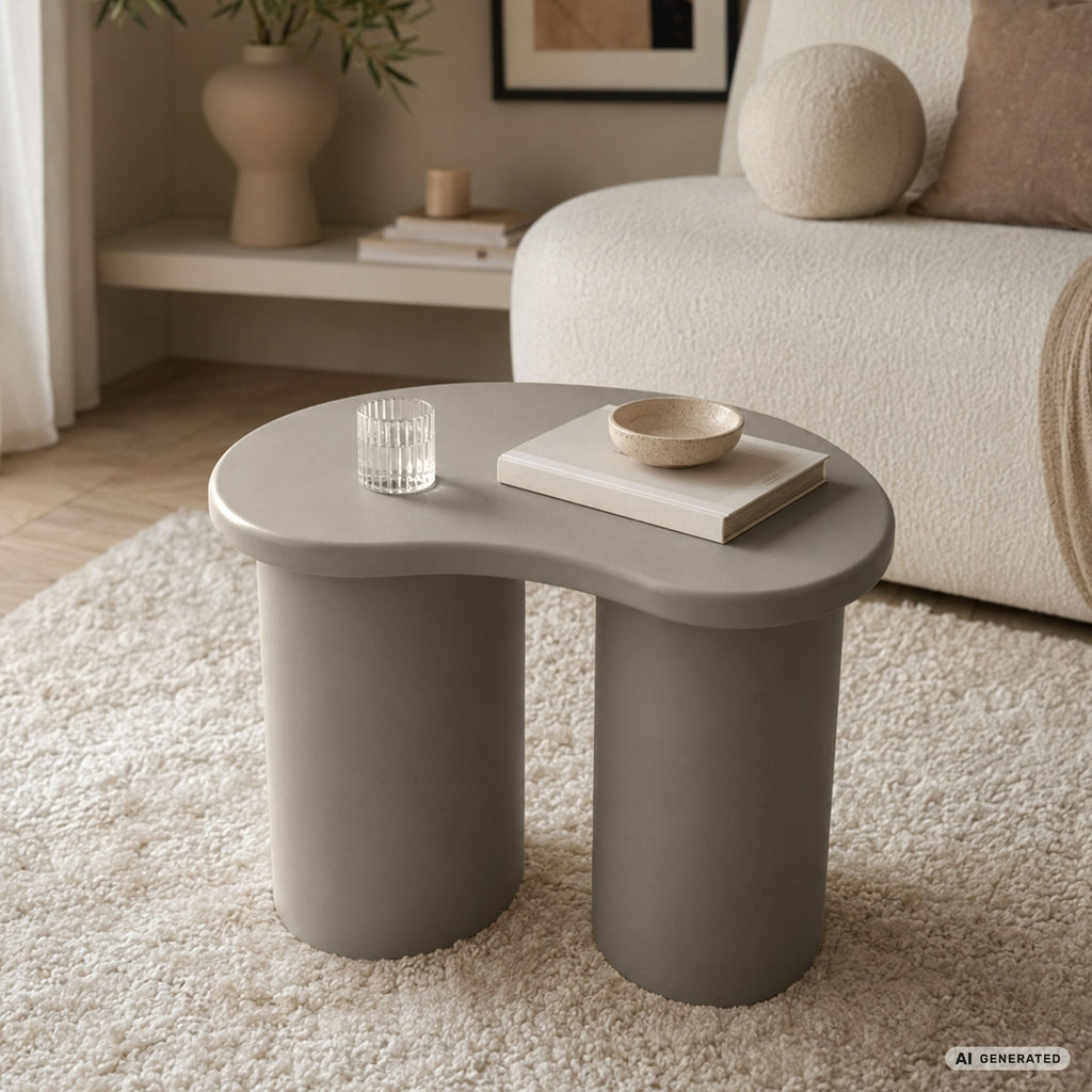 Măsuță de cafea modernă CUBE 41 cm gri cu bază cilindrică dublă