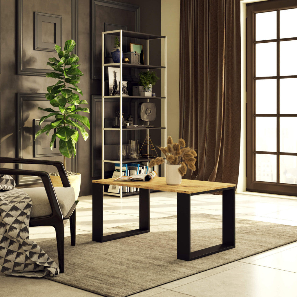 Masuta de cafea stejar artisan cu picioare negre Nox