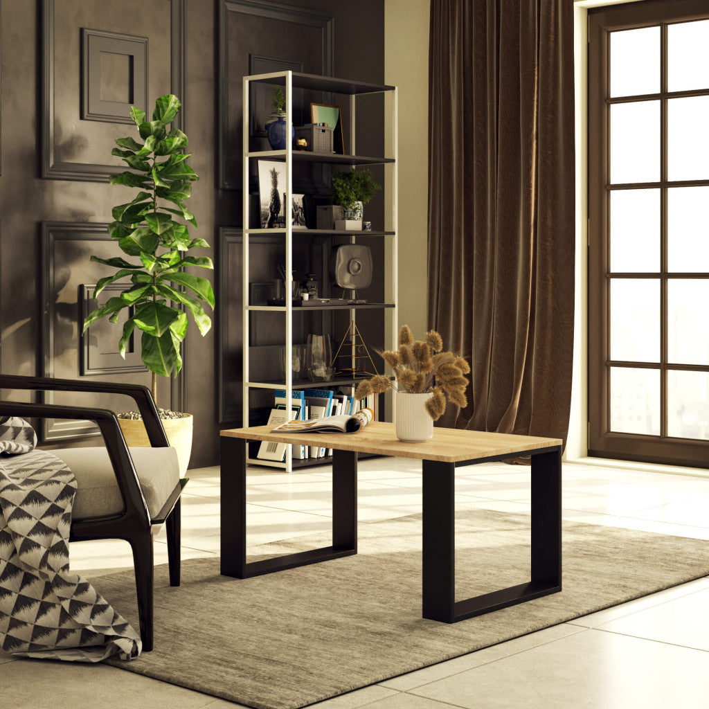 Masuta de cafea stejar sonoma cu picioare negre Nox