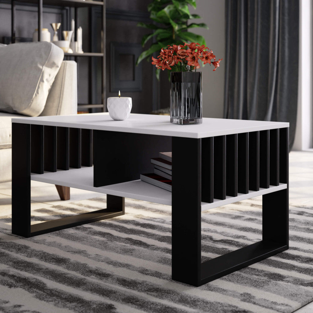 Masuta de cafea alba cu picoare negre Rockford