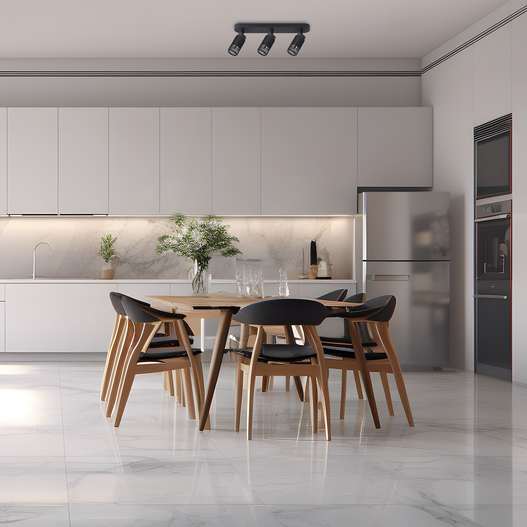 Plafoniera metalica neagra 3 lumini Vertical
